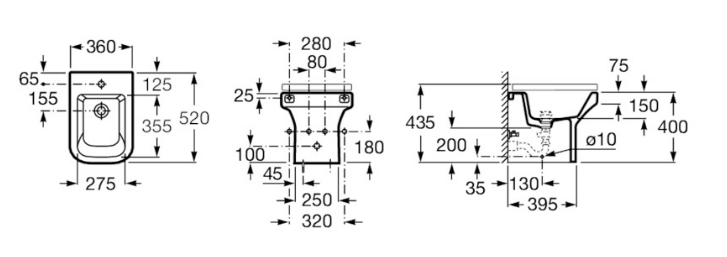 Dimensiones Bidé Dama-N Compacto