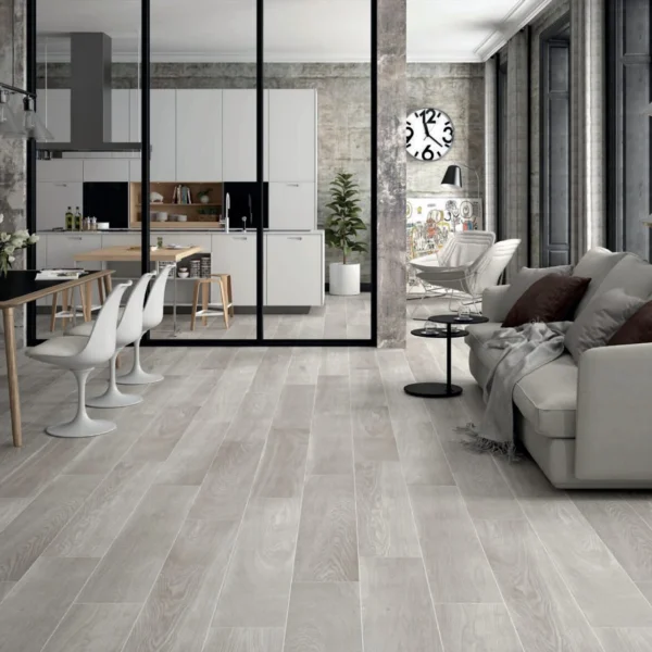 Pavimentos Porcelanico Arhus Gris Mate 23 x 120 imitacion madera para obra y reforma de suelos